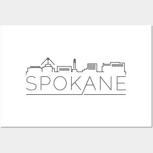 City of Spokane Cityscape Line Art Posters and Art